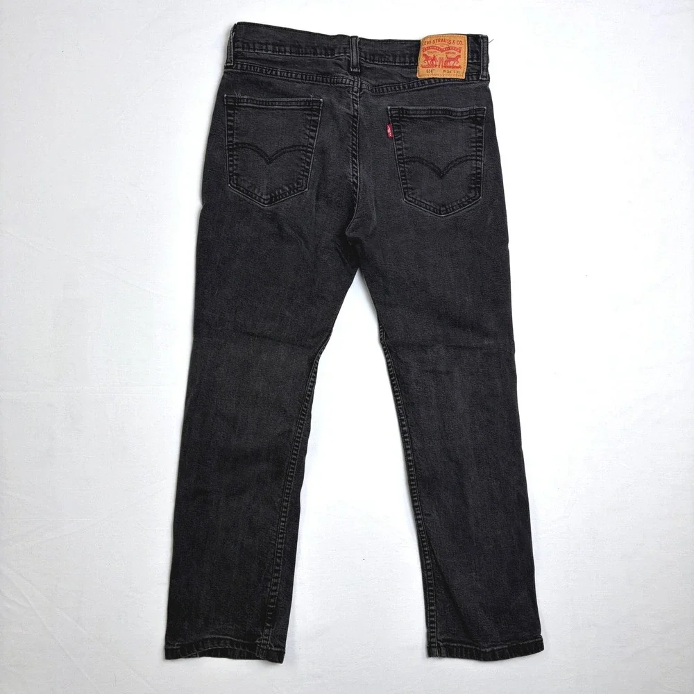 Levis 514 Straight Fit Mens Jeans Black Faded Denim 34x30 (Actual‎ 31x27)